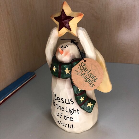 Star Light Angels Snowman "Jesus is the light of the World"  Vintage - Picture 2 of 8